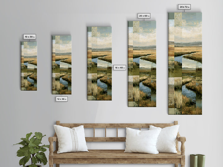 Bohemian Patchwork Landscape Canvas Print, Eclectic Art, Unique Wall Art, Living Room Decor, Fine Art, Eclectic, Home Decor, ECL-1x3-60