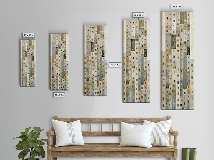 Naive Cityscape with Patterned Windows Canvas Print, Eclectic Art, Textured Painting, Living Room Decor, Fine Art, Eclectic, ECL-1x3-72
