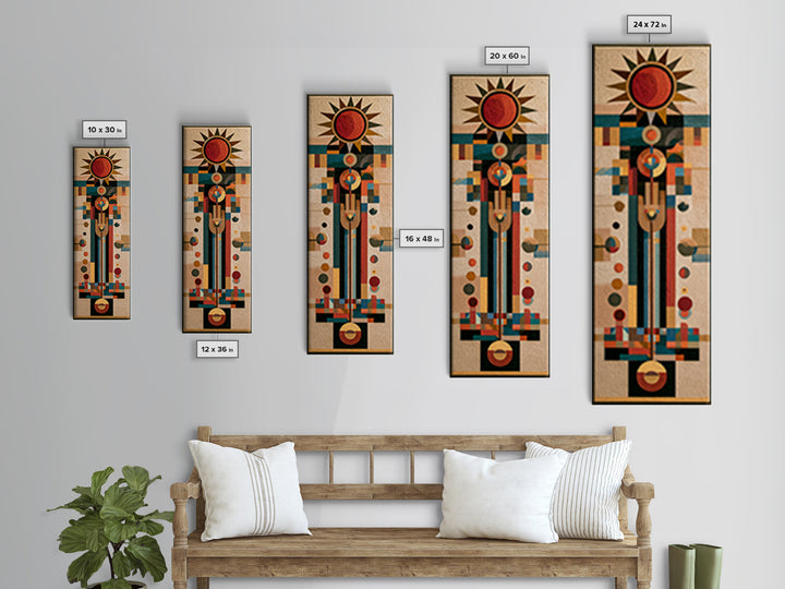 Geometric Sun and Hand Motif Framed Canvas Print, Eclectic Art, Wall Art Prints, Living Room Decor, Fine Art, Eclectic, ECL-1x3-75