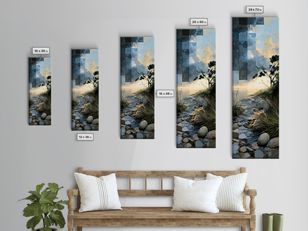 Playful Checkerboard Landscape Canvas Print, Eclectic Art, Digital Print, Living Room Decor, Watercolor Art, Eclectic, ECL-1x3-93