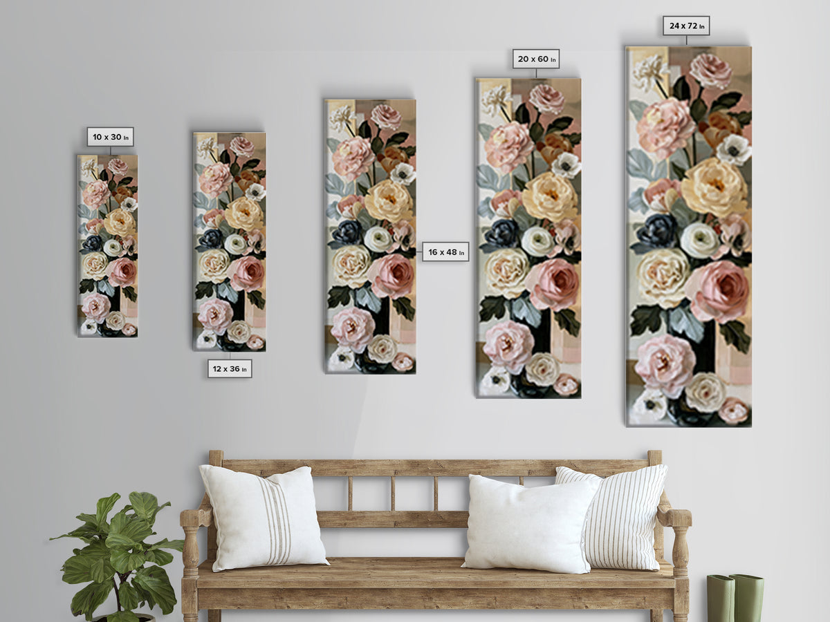 Retro Futurist Vase of Flowers Canvas Print, Eclectic Art, Living Room Decor, Watercolor Art, Eclectic, Abstract Art, ECL-1x3-94