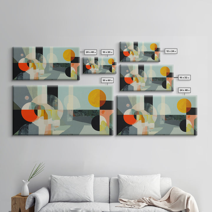 Geometric Sun and Hand Motif Framed Canvas Print, Eclectic Art, Digital Prints, Living Room Decor, Abstract Art, Eclectic, ECL-2x1-35