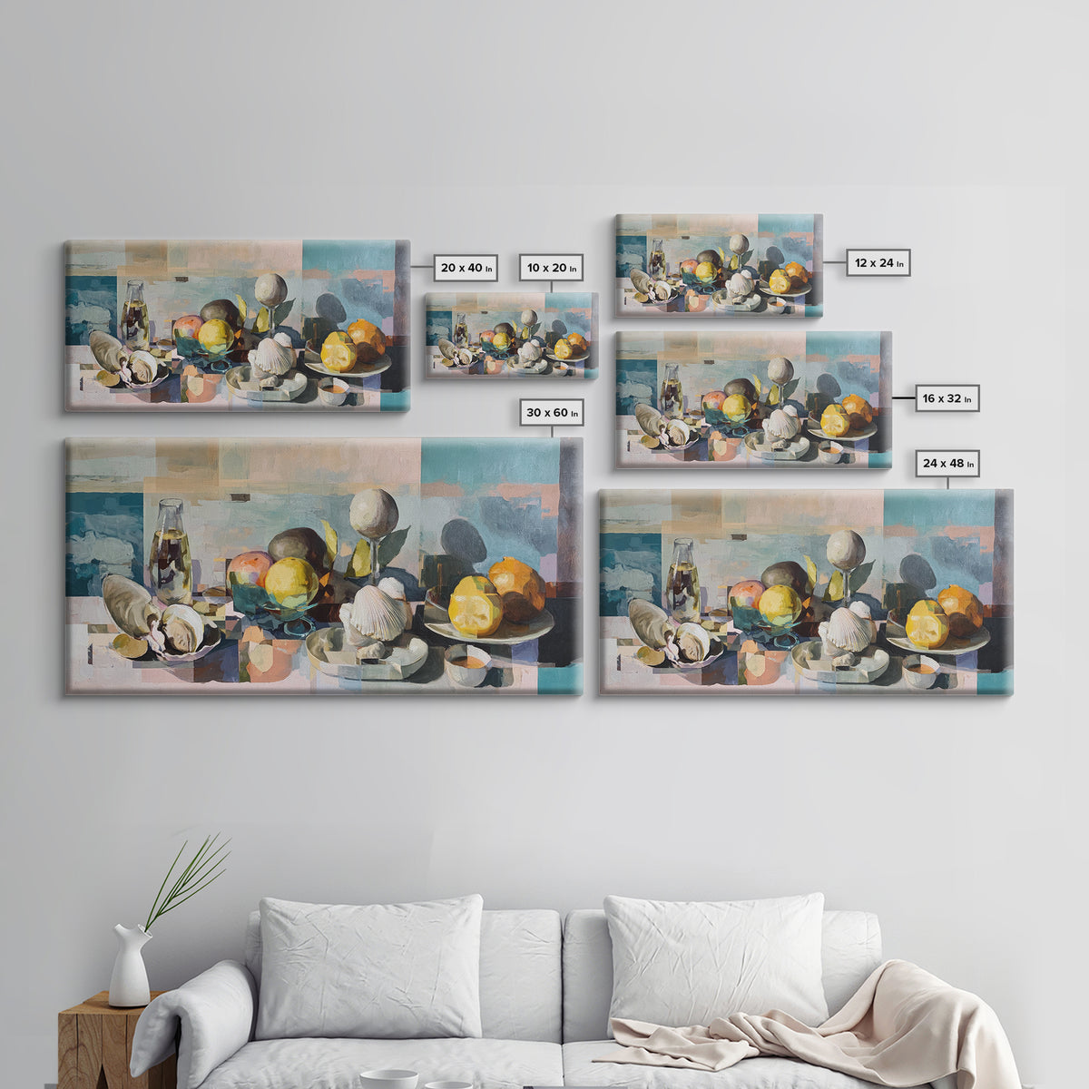 Matisse Inspired Cutouts with Botanical Details Framed Canvas Print, Eclectic Art, Printables, Living Room Decor, Oil Painting, ECL-2x1-50