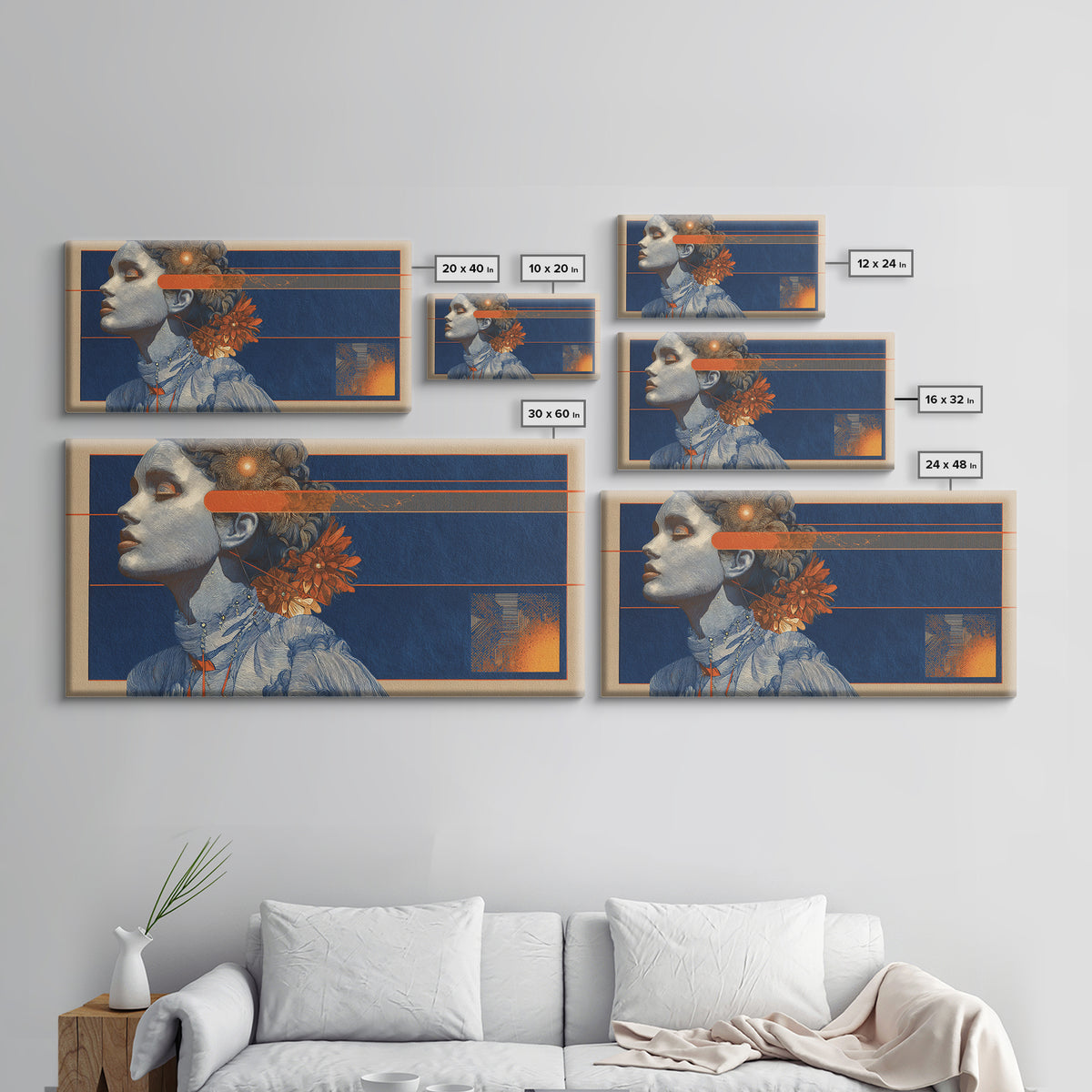 Abstract Shapes Layered Framed Canvas Print, Eclectic Art, Wall Art Prints, Living Room Decor, Abstract Art, Eclectic, ECL-2x1-72
