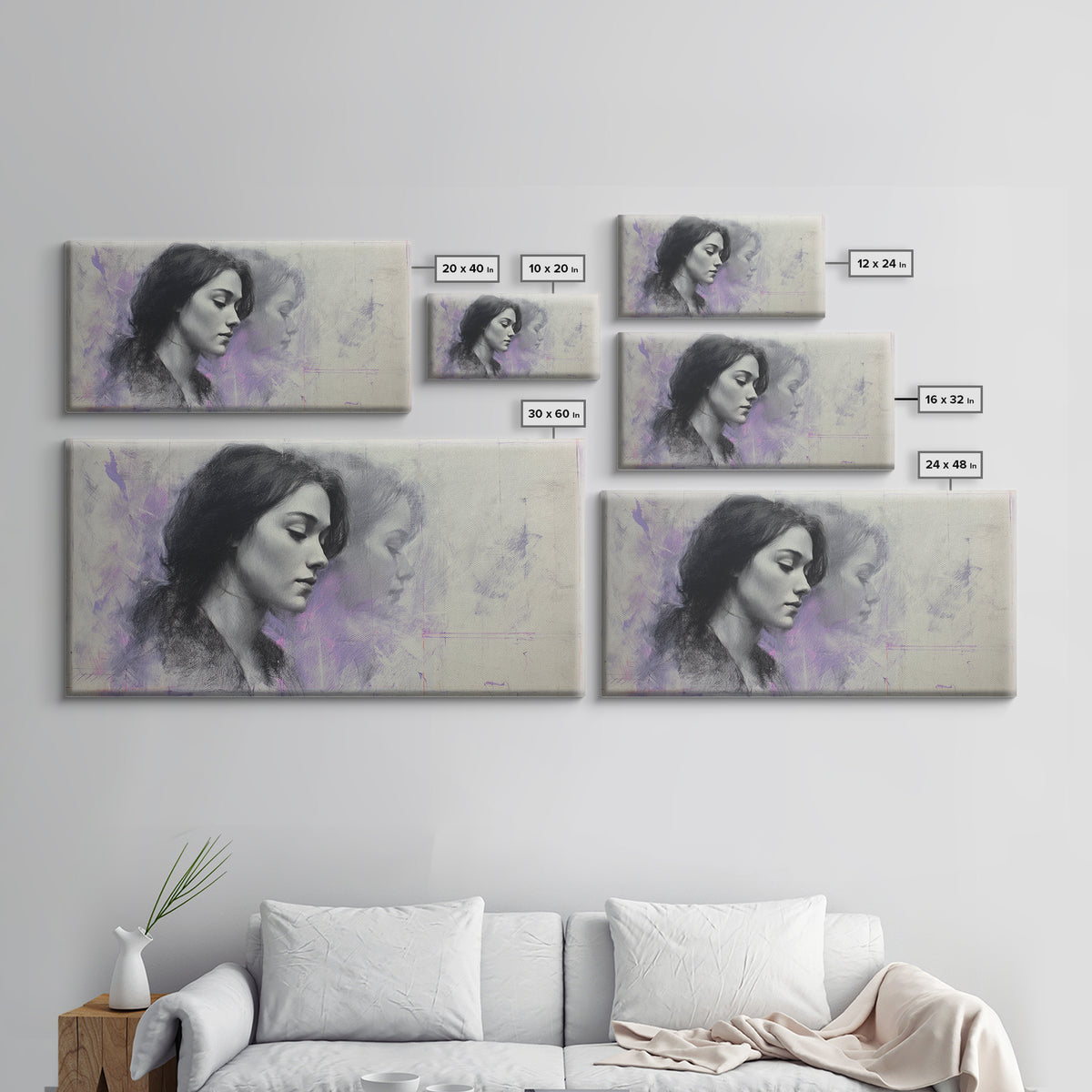 Layered Tapestry Pattern Framed Canvas Print, Eclectic Art, Portrait, Living Room Decor, Fine Art, Eclectic, Modern Decor, ECL-2x1-84