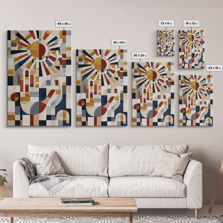 Geometric Sun and Hand Motif Canvas Print, Eclectic Art, Unique Wall Art, Living Room Decor, Abstract Art, Eclectic, Home Decor, ECL-2x3-23
