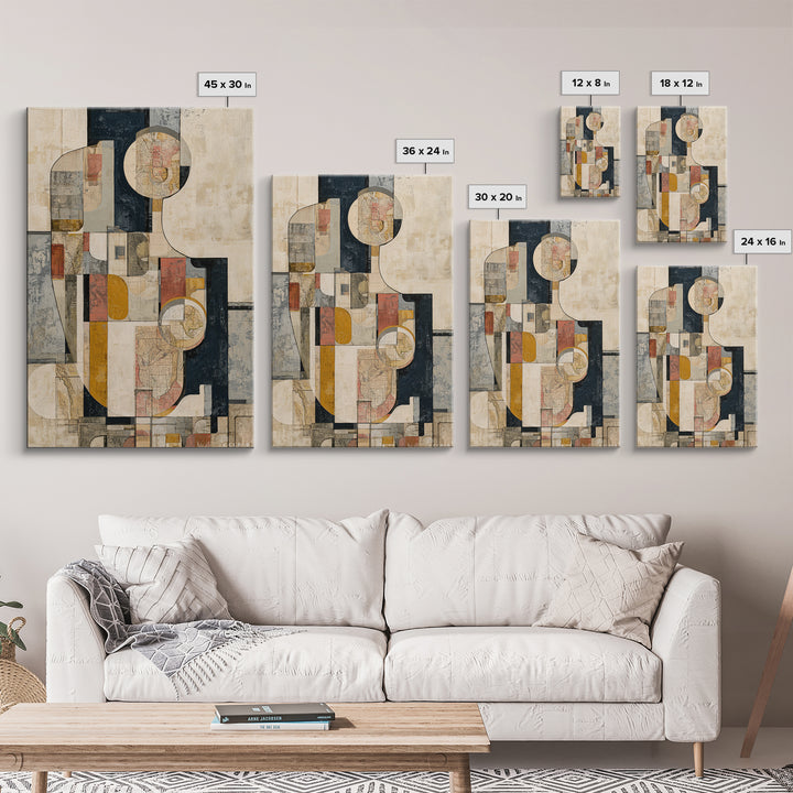 Abstract Shapes Layered Framed Canvas Print, Eclectic Art, Digital Prints, Living Room Decor, Abstract Art, Eclectic, ECL-2x3-36