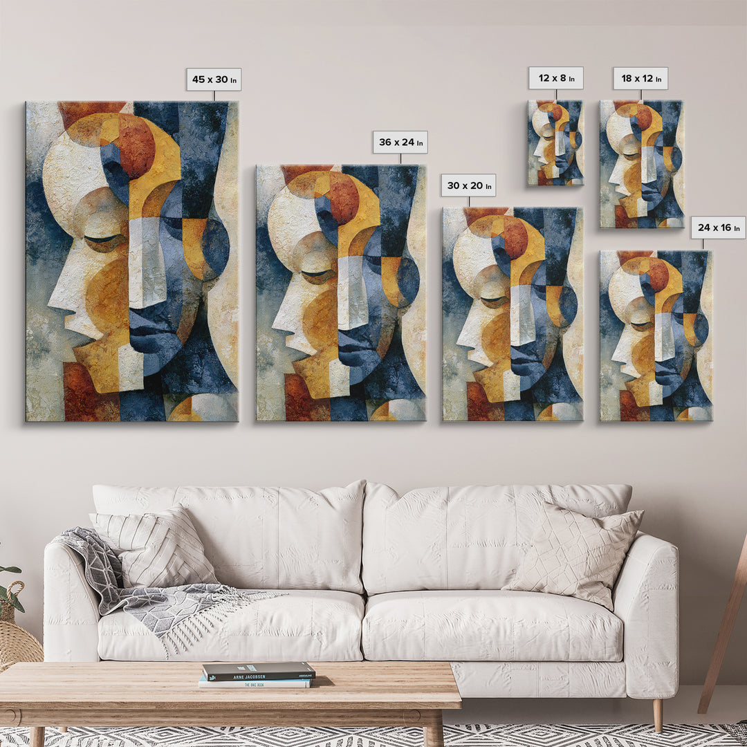 Abstract Mask with Playful Textures Framed Canvas Print, Eclectic Art, Boho, Living Room Decor, Abstract Art, Eclectic, ECL-2x3-4
