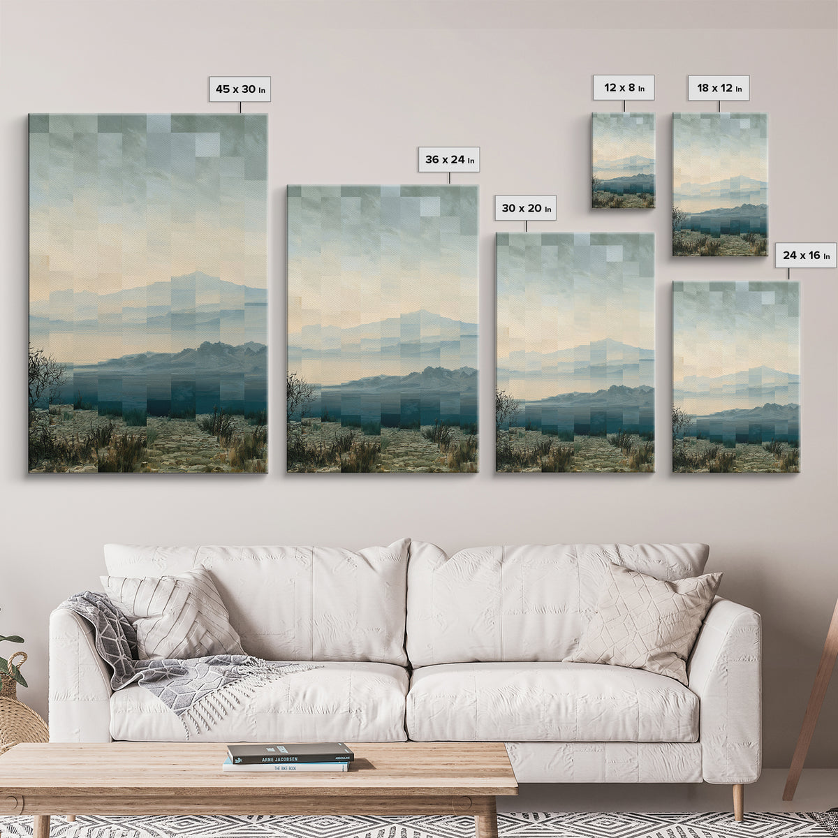 Playful Checkerboard Landscape Framed Canvas Print, Eclectic Art, Dopamine Decor, Living Room Decor, Fine Art, Eclectic, ECL-2x3-41