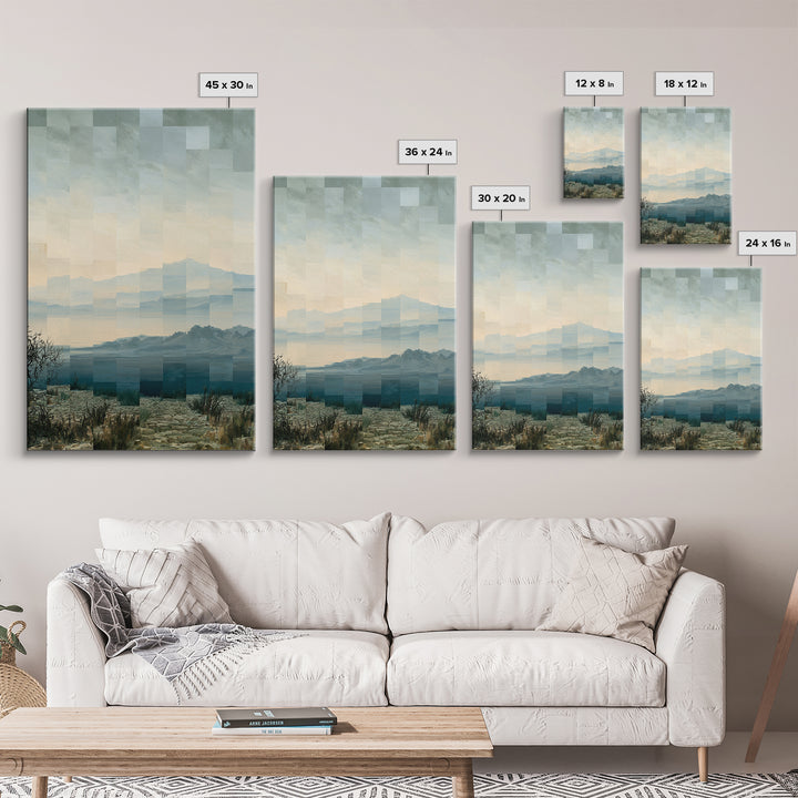 Playful Checkerboard Landscape Framed Canvas Print, Eclectic Art, Dopamine Decor, Living Room Decor, Fine Art, Eclectic, ECL-2x3-41
