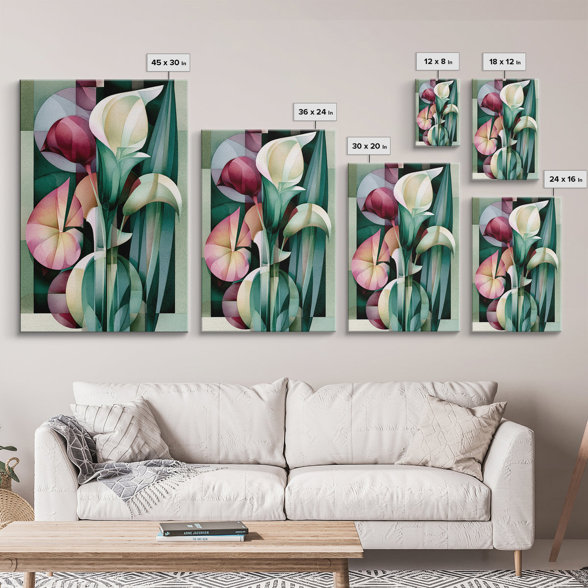 Retro Futurist Vase of Flowers Framed Canvas Print, Eclectic Art, Printables, Living Room Decor, Eclectic, Boho Wall Art, ECL-2x3-42