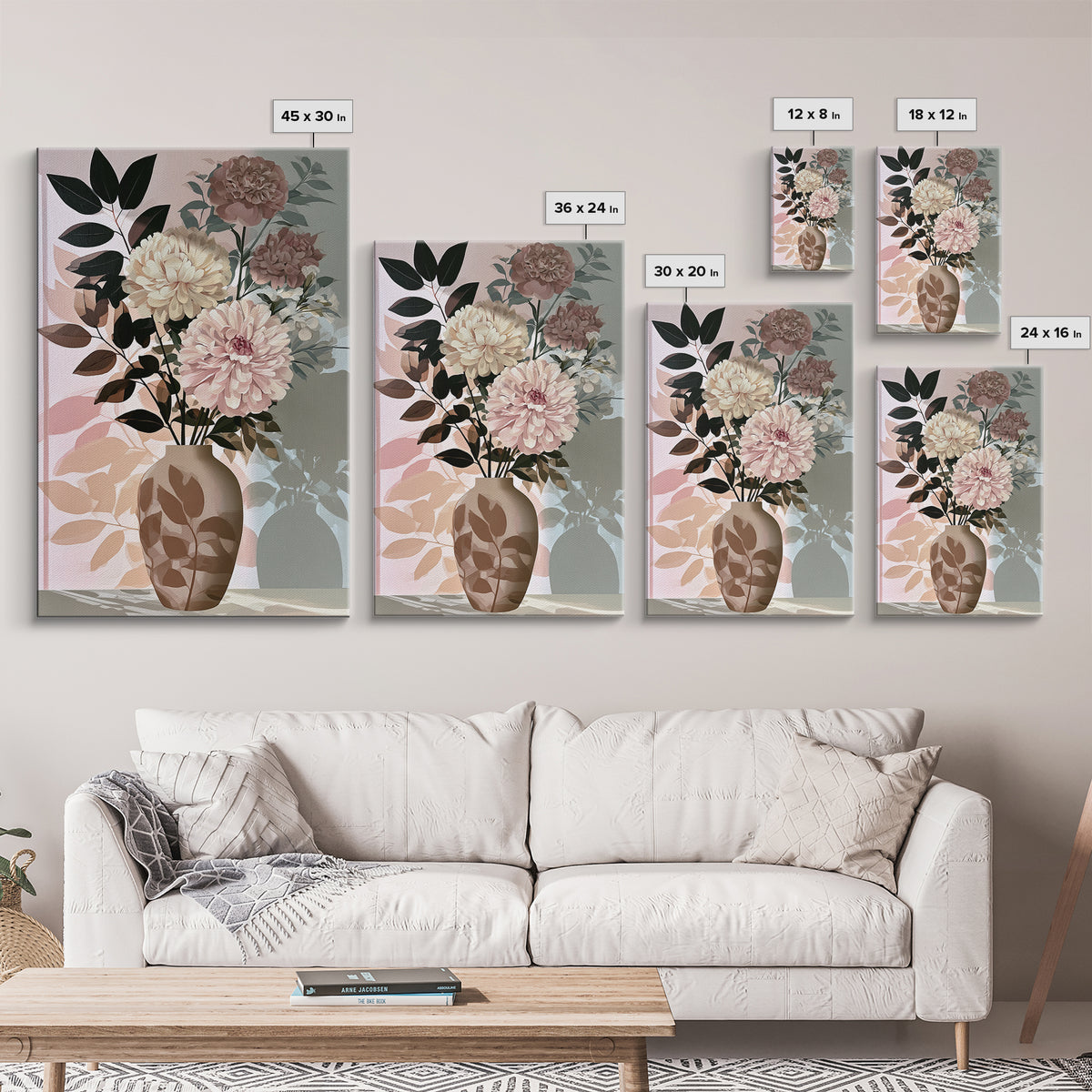 Retro Futurist Vase of Flowers Canvas Print, Eclectic Art, Original Art, Living Room Decor, Fine Art, Eclectic, Gallery Decor, ECL-2x3-66