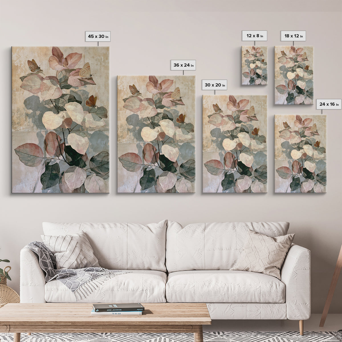 Botanical Collage with Butterflies and Old Paper Canvas Print, Eclectic Art, Fine Art Print, Living Room Decor, Eclectic, ECL-2x3-69