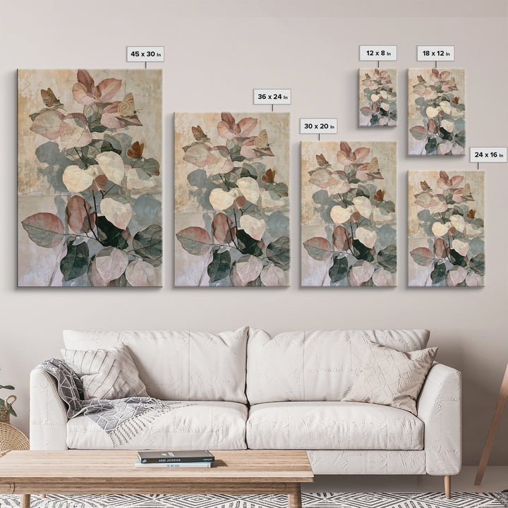 Botanical Collage with Butterflies and Old Paper Canvas Print, Eclectic Art, Fine Art Print, Living Room Decor, Eclectic, ECL-2x3-69