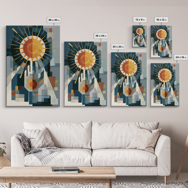 Geometric Sun and Hand Motif Canvas Print, Eclectic Art, Printable Wall Art, Living Room Decor, Abstract Art, Eclectic, ECL-2x3-95