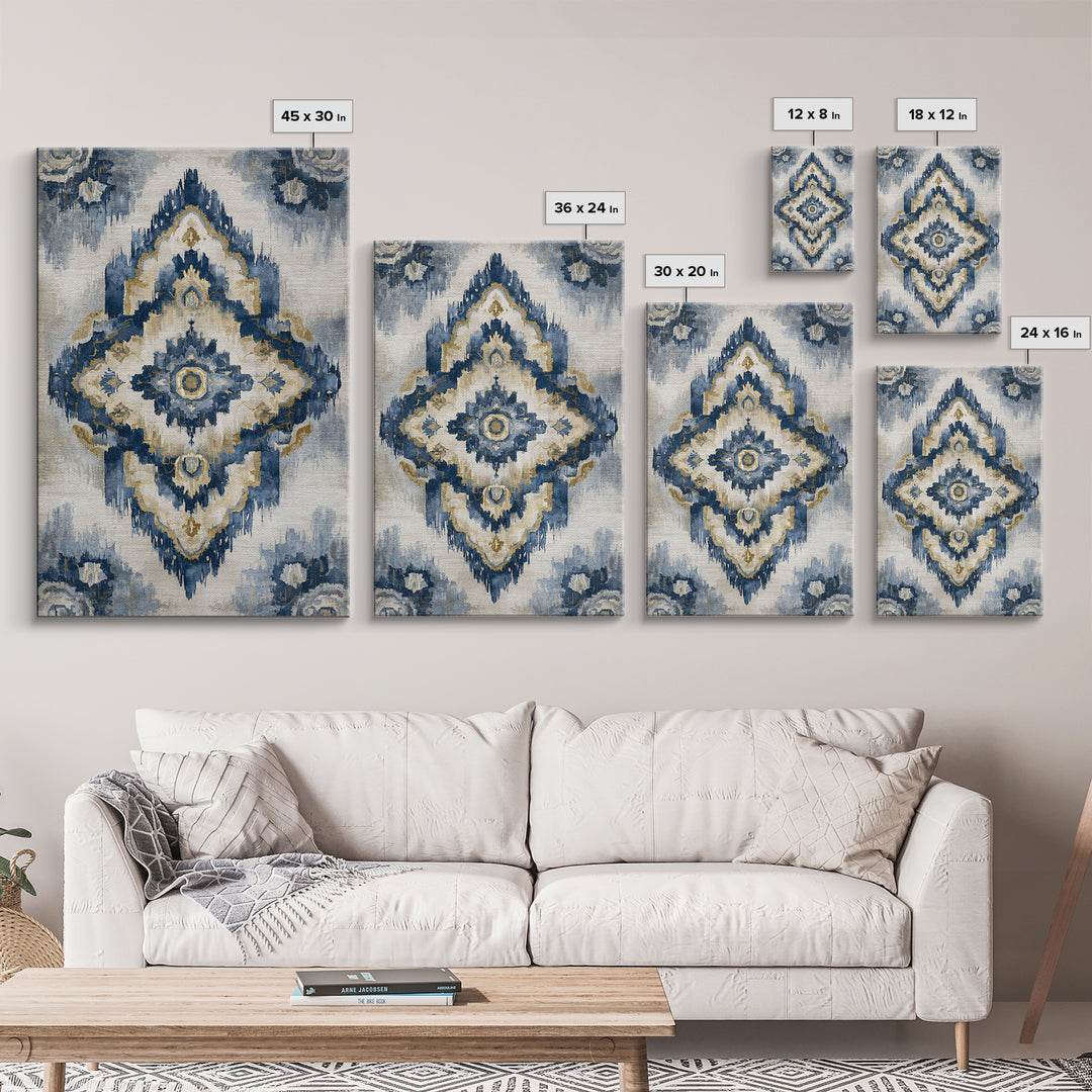 Layered Tapestry Pattern Canvas Print, Eclectic Art, Textured Painting, Living Room Decor, Fine Art, Eclectic, Digital Art, ECL-2x3-96