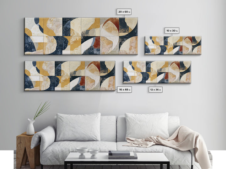 Abstract Shapes Layered Canvas Print, Eclectic Art, Unique Wall Art, Living Room Decor, Fine Art, Eclectic, Home Decor, ECL-3x1-20