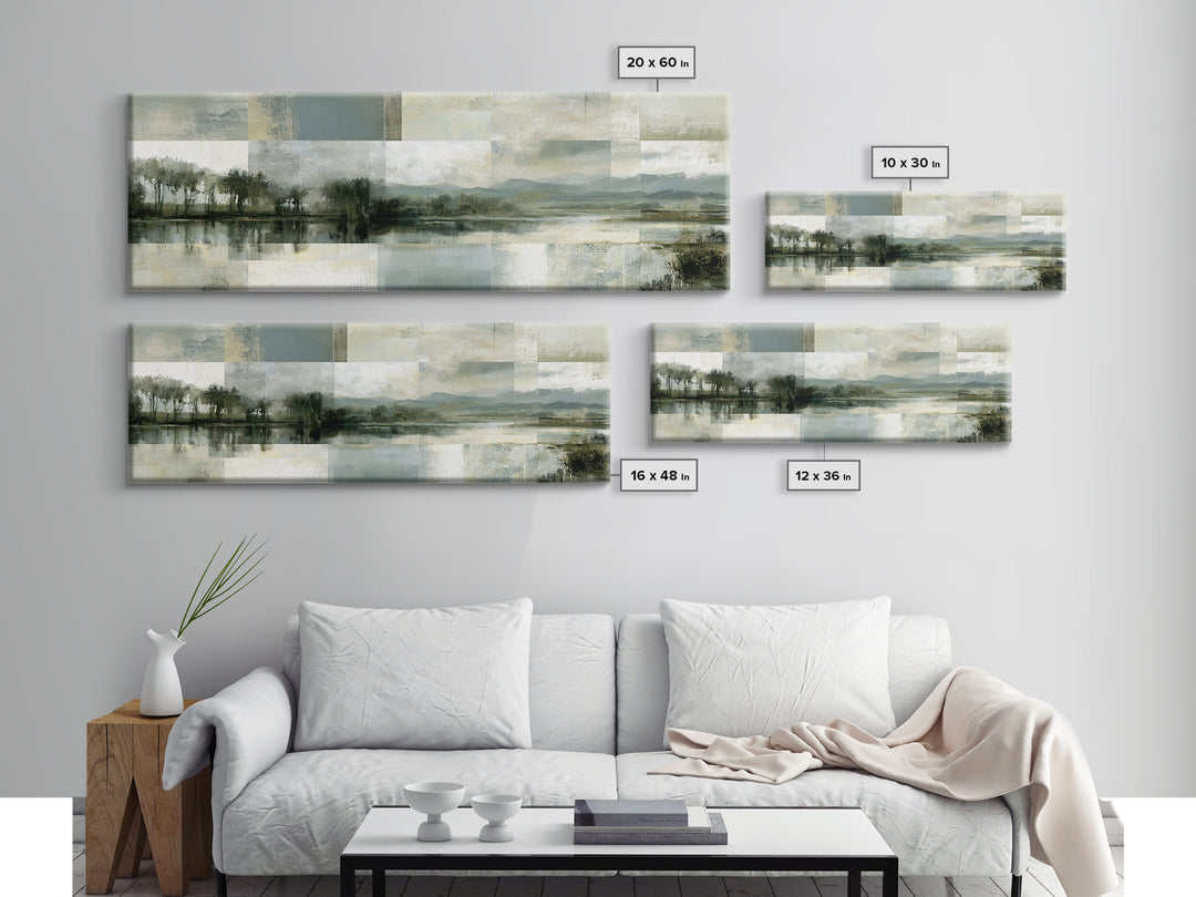 Bohemian Patchwork Landscape Canvas Print, Eclectic Art, Fine Art Print, Living Room Decor, Oil Painting, Eclectic, ECL-3x1-40