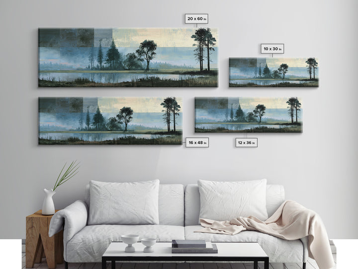 Bohemian Patchwork Landscape Framed Canvas Print, Eclectic Art, Minimalist Decor, Living Room Decor, Fine Art, Eclectic, ECL-3x1-64