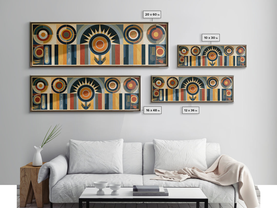 Geometric Sun and Hand Motif Framed Canvas Print, Eclectic Art, Printable Art, Living Room Decor, Abstract Art, Eclectic, ECL-3x1-79