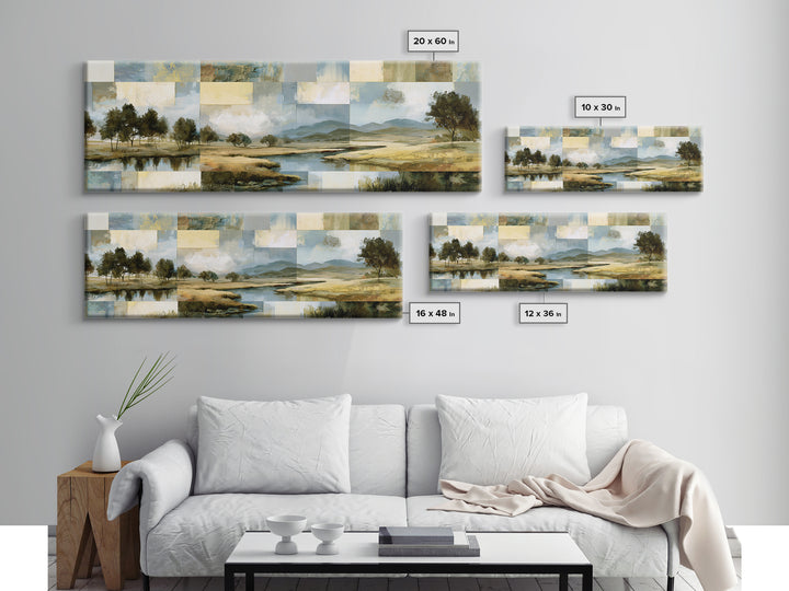 Bohemian Patchwork Landscape Canvas Print, Eclectic Art, Wall Decor, Living Room Decor, Fine Art, Eclectic, Boho, Artwork, ECL-3x1-88