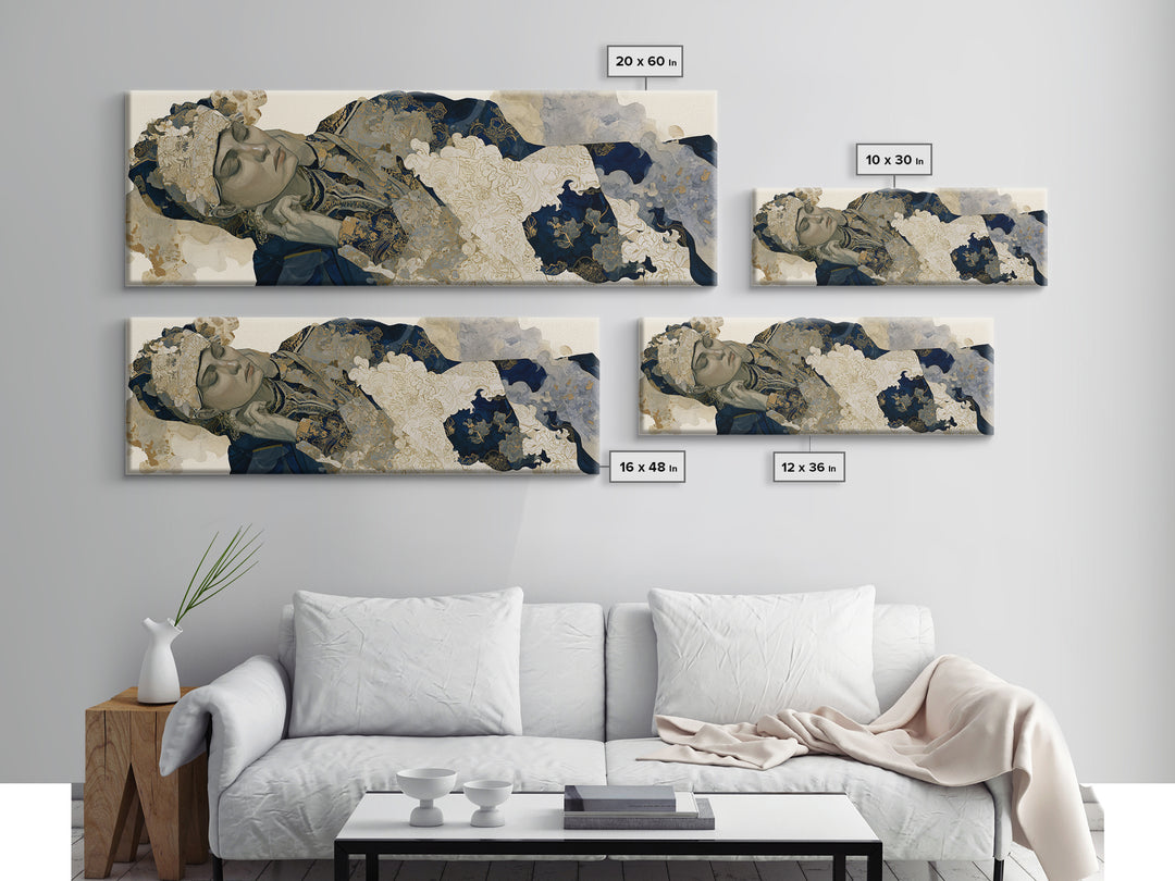 Surreal Portrait with Mismatched Patterned Clothing Canvas Print, Eclectic Art, Statement Artwork, Living Room Decor, Eclectic, ECL-3x1-90