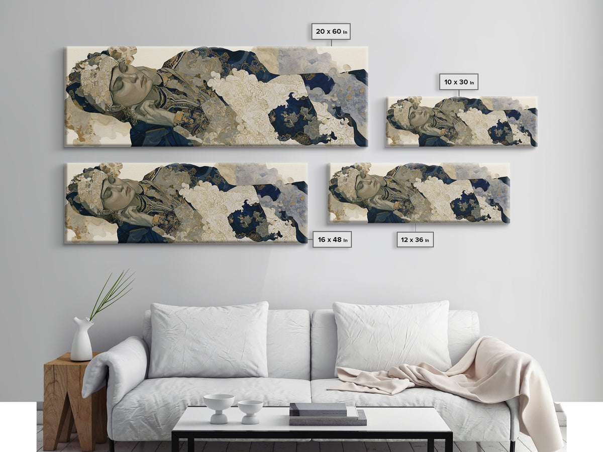 Surreal Portrait with Mismatched Patterned Clothing Canvas Print, Eclectic Art, Statement Artwork, Living Room Decor, Eclectic, ECL-3x1-90
