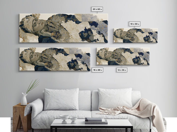 Surreal Portrait with Mismatched Patterned Clothing Canvas Print, Eclectic Art, Statement Artwork, Living Room Decor, Eclectic, ECL-3x1-90