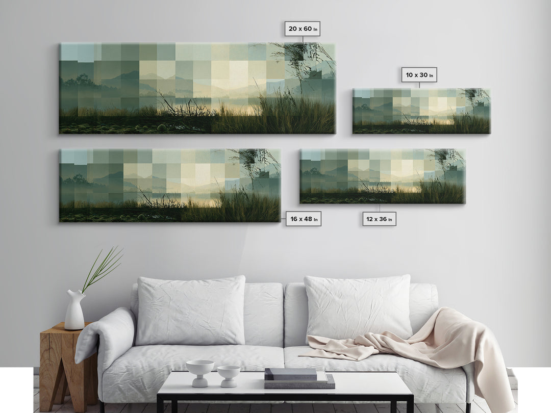 Playful Checkerboard Landscape Canvas Print, Eclectic Art, Printable, Living Room Decor, Fine Art, Eclectic, Printable Art, ECL-3x1-97
