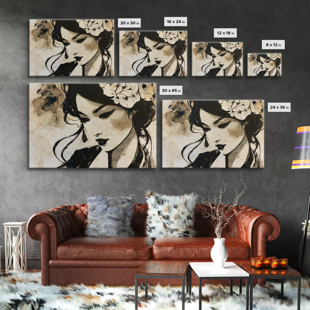 Mixed Media Woman Canvas Print, Eclectic Art, Wall Art, Living Room Decor, Oil Painting, Eclectic, Printables, ECL-3x2-12