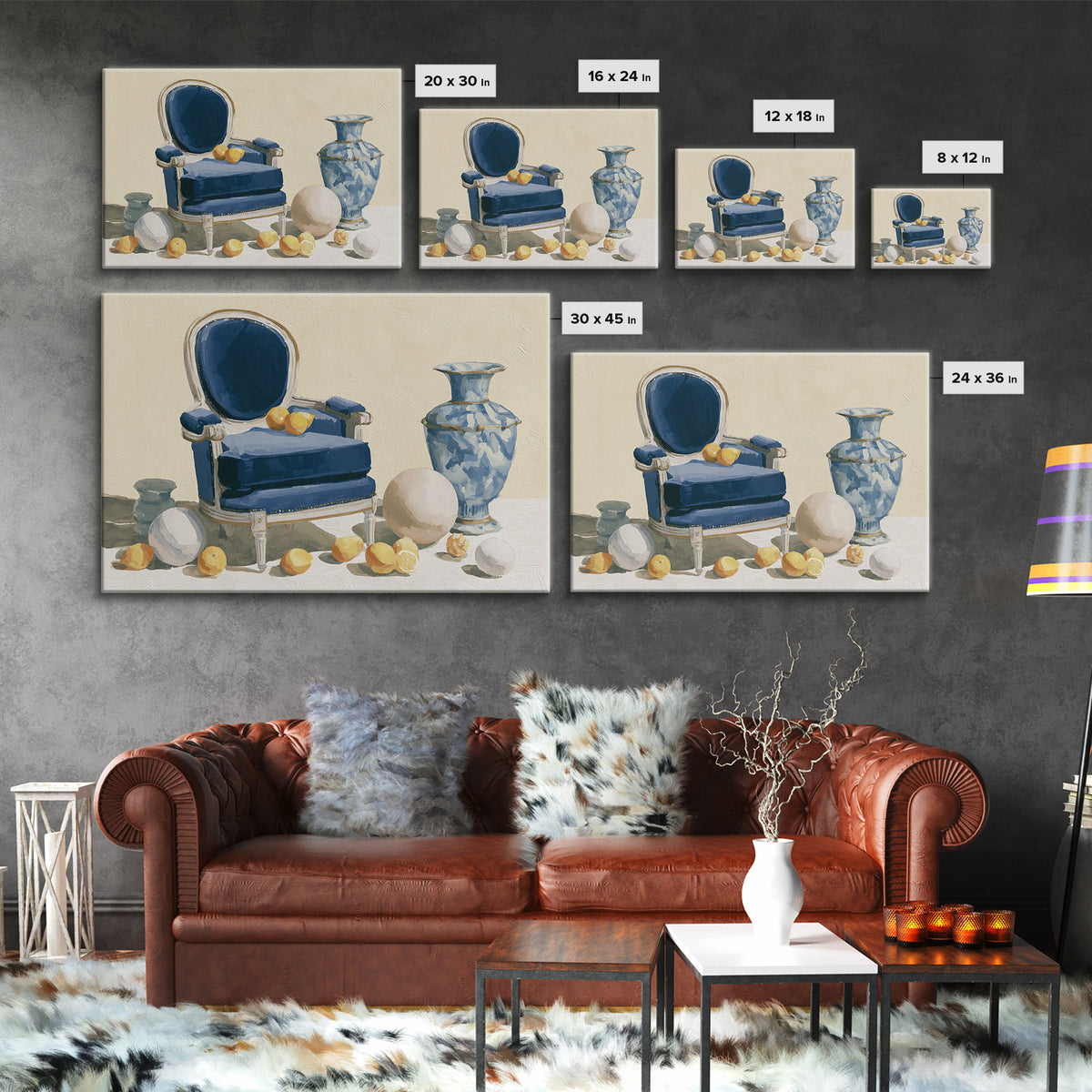 Whimsical Chair Still Life Framed Canvas Print, Eclectic Art, Living Room Decor, Fine Art, Eclectic, Textured Painting, ECL-3x2-18