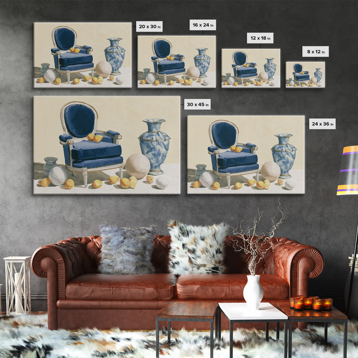 Whimsical Chair Still Life Framed Canvas Print, Eclectic Art, Living Room Decor, Fine Art, Eclectic, Textured Painting, ECL-3x2-18