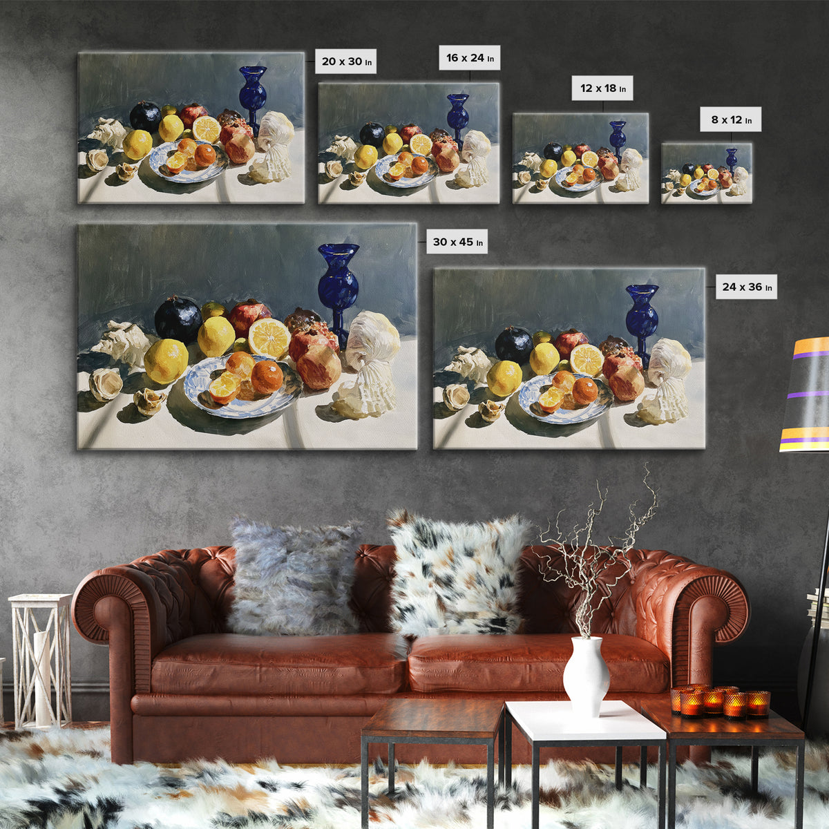 Bold Maximalist Still Life Framed Canvas Print, Eclectic Art, Oil Painting, Living Room Decor, Eclectic, Dopamine Decor, ECL-3x2-31