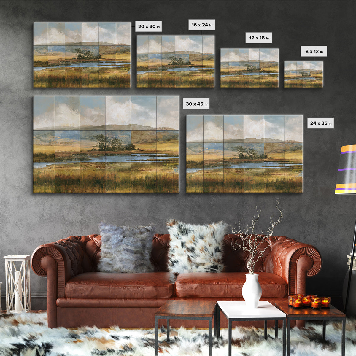 Bohemian Patchwork Landscape Canvas Print, Eclectic Art, Fine Art Print, Living Room Decor, Fine Art, Eclectic, Digital Prints, ECL-3x2-4