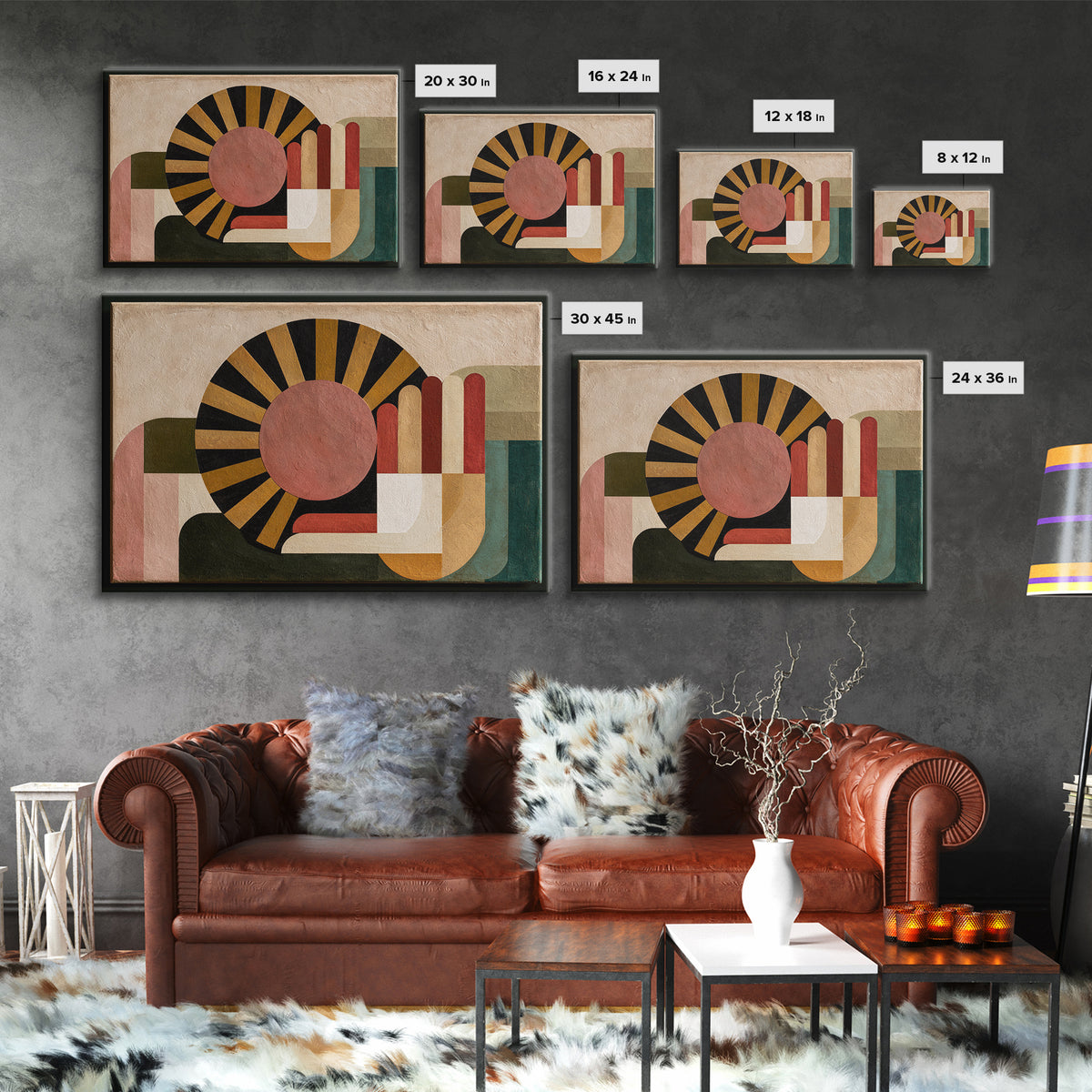 Geometric Sun and Hand Motif Canvas Print, Eclectic Art, Printable Art, Living Room Decor, Eclectic, Statement Artwork, ECL-3x2-43