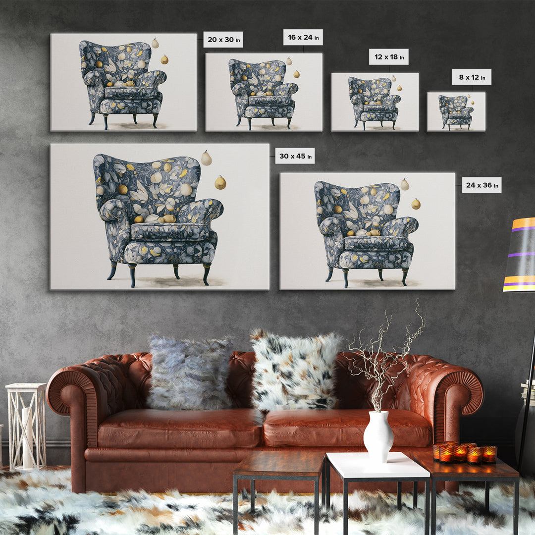 Whimsical Chair Still Life Framed Canvas Print, Eclectic Art, Luxury Decor, Living Room Decor, Fine Art, Eclectic, Art Print, ECL-3x2-90