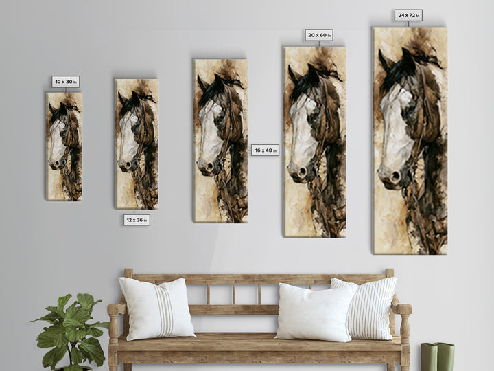 Horse Head Rendered Canvas Print, Equestrian Art, Gallery Wall Art, Living Room Decor, Fine Art, Equestrian, Textured Painting, EQU-1x3-18