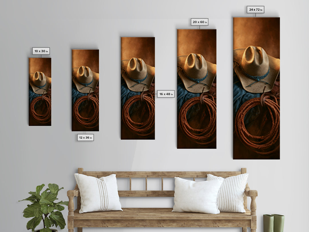 Cowgirl Hat and Reins Still Life Framed Canvas Print, Equestrian Art, Digital Print, Living Room Decor, Fine Art, Equestrian, EQU-1x3-47