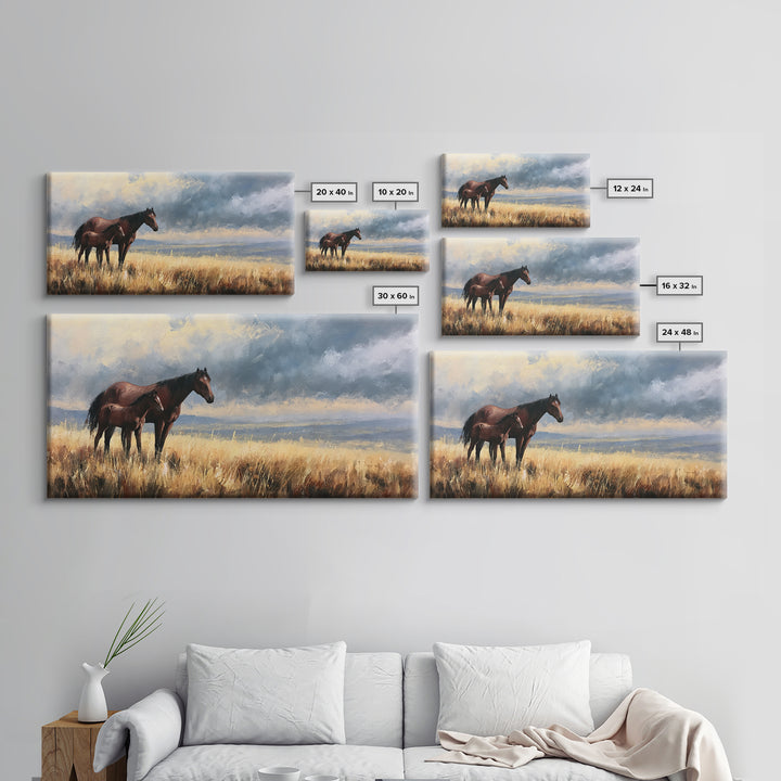 Horse and Foal Canvas Print, Equestrian Art, Contemporary Art, Living Room Decor, Fine Art, Equestrian, Farmhouse Decor, EQU-2x1-32