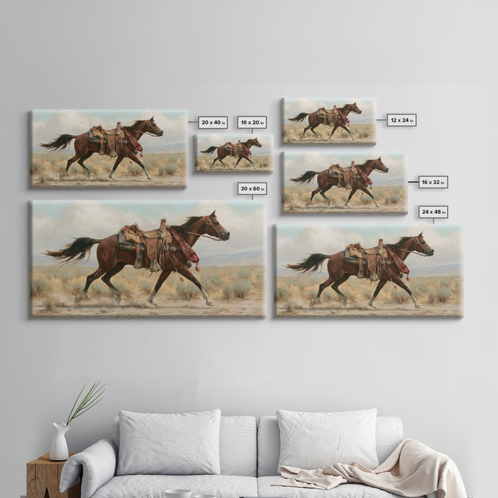 Arabian Horse with Ornate Tack and Silk Framed Canvas Print, Equestrian Art, Contemporary Art, Living Room Decor, Equestrian, EQU-2x1-83