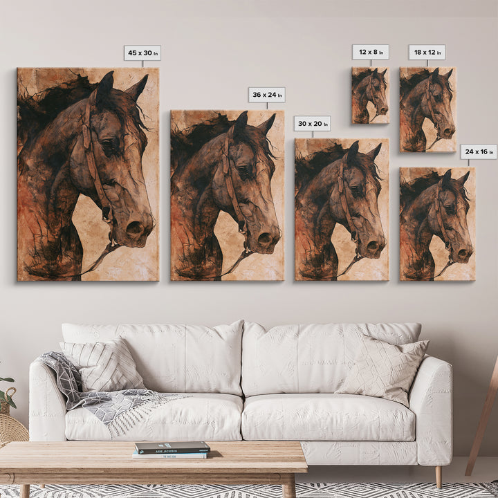 Horse Head Rendered Canvas Print, Equestrian Art, Art Print, Living Room Decor, Abstract Art, Equestrian, Large Wall Art, EQU-2x3-14