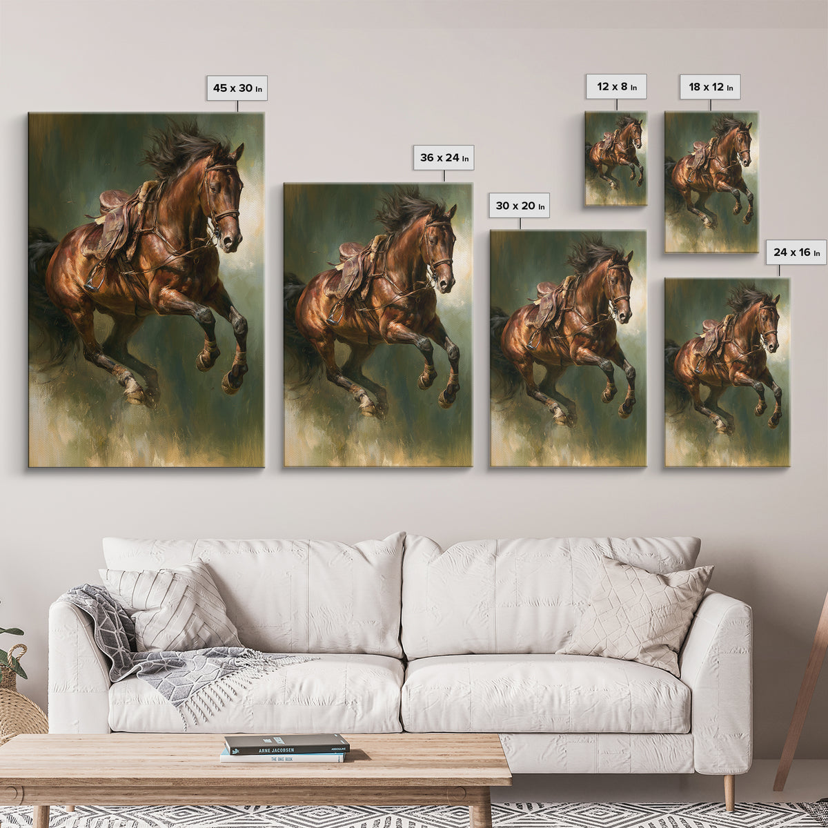Show Jumping Horse Mid Leap Canvas Print, Equestrian Art, Gallery Decor, Living Room Decor, Fine Art, Equestrian, EQU-2x3-15