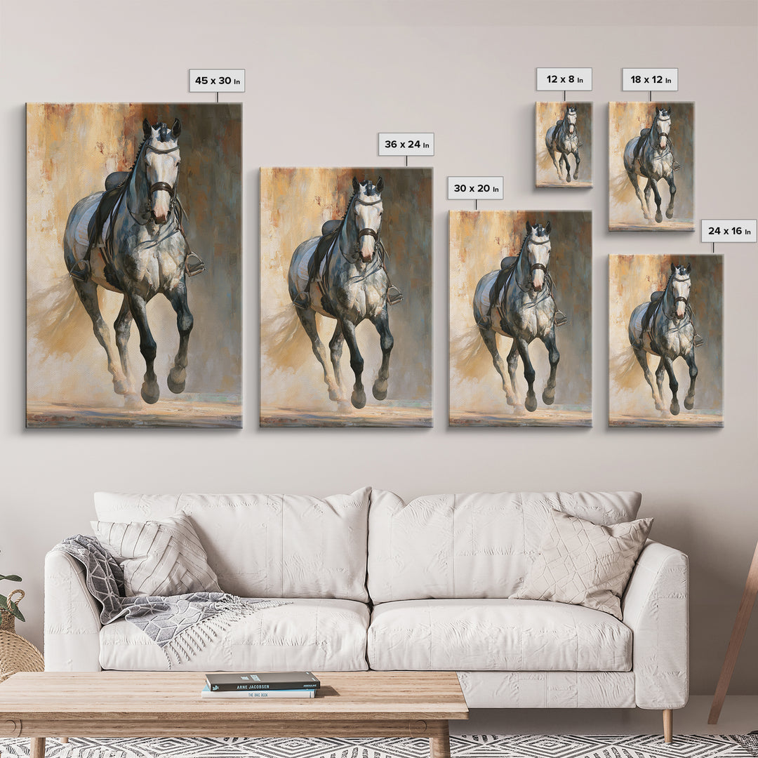 Dressage Horse in Refined Classical Pose Canvas Print, Equestrian Art, Home Decor, Living Room Decor, Oil Painting, Equestrian, EQU-2x3-66