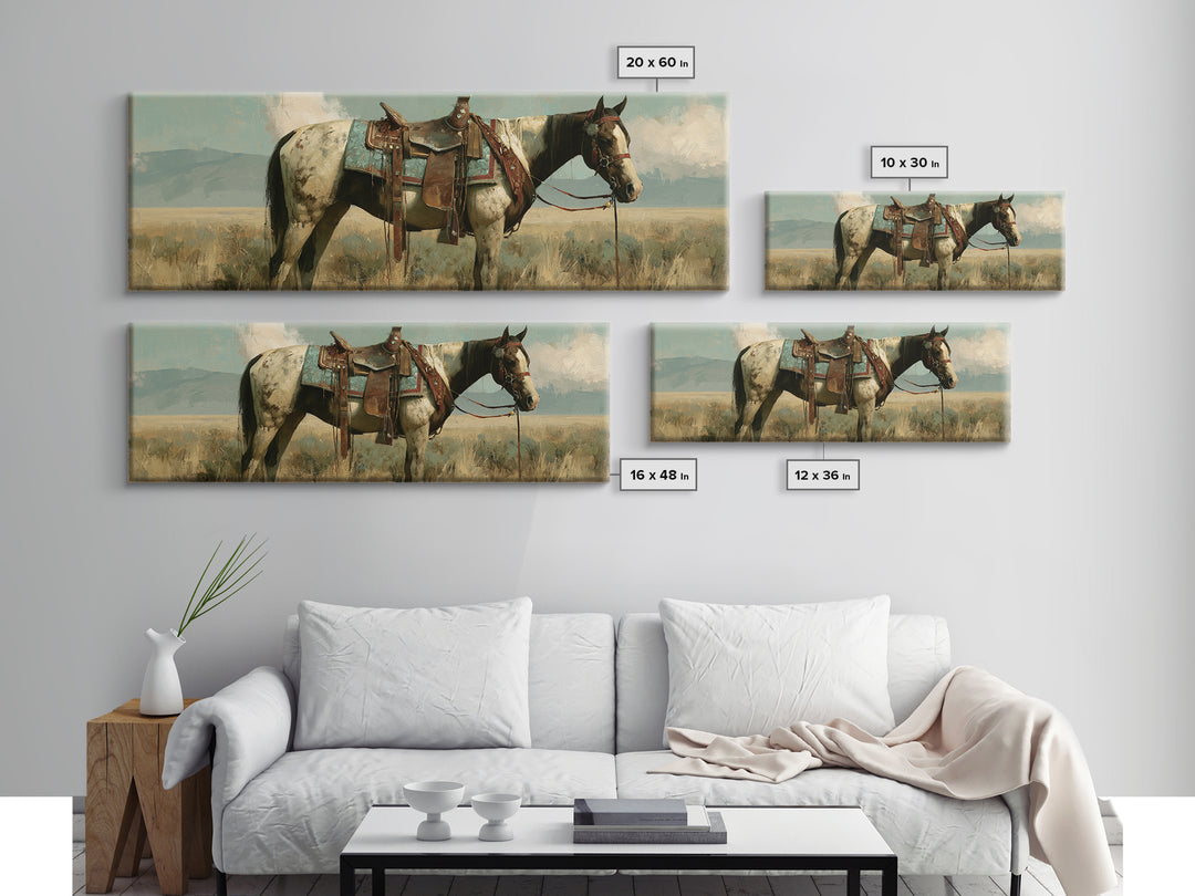 Arabian Horse with Ornate Tack and Silk Framed Canvas Print, Equestrian Art, Contemporary Art, Living Room Decor, Equestrian, EQU-3x1-55