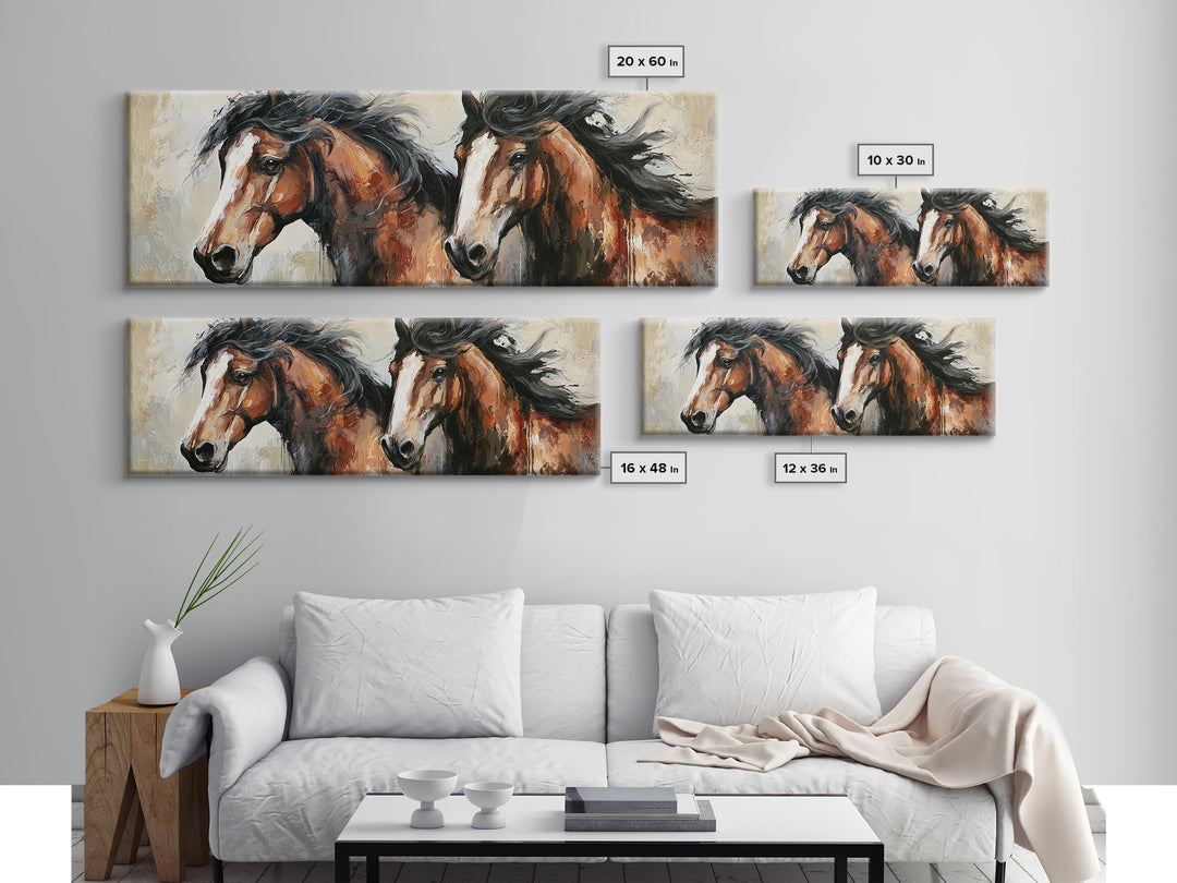 Chestnut Horse Portrait Framed Canvas Print, Equestrian Art, Farmhouse Wall Art, Living Room Decor, Fine Art, Equestrian, EQU-3x1-73
