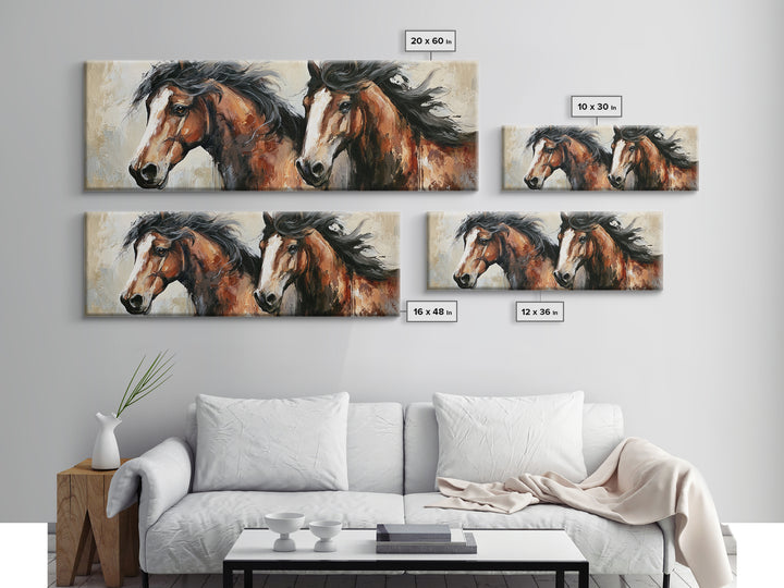 Chestnut Horse Portrait Framed Canvas Print, Equestrian Art, Farmhouse Wall Art, Living Room Decor, Fine Art, Equestrian, EQU-3x1-73