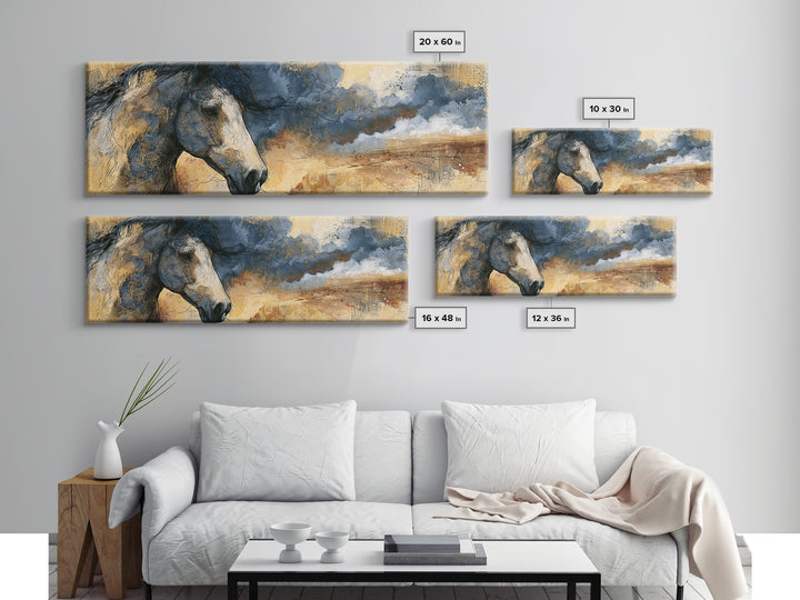 Horse Head Rendered Canvas Print, Equestrian Art, Western Decor, Living Room Decor, Abstract Art, Equestrian, EQU-3x1-94