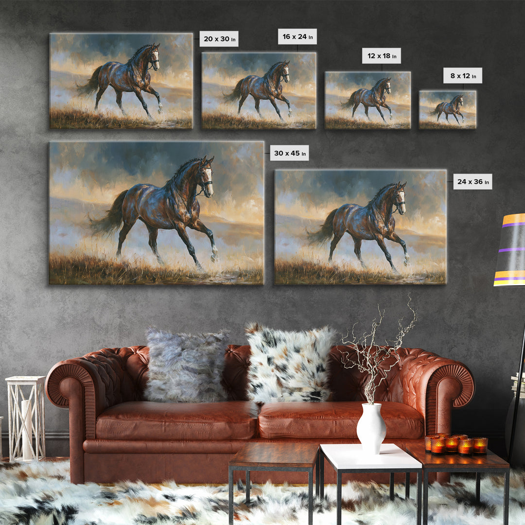 Dressage Horse in Refined Classical Pose Canvas Print, Equestrian Art, Living Room Decor, Equestrian, Farmhouse Wall Art, EQU-3x2-38