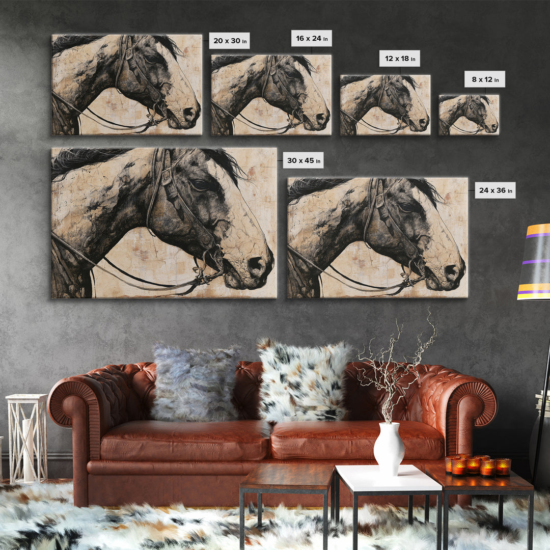 Horse Head Rendered Canvas Print, Equestrian Art, Western Decor, Living Room Decor, Abstract Art, Equestrian, EQU-3x2-58
