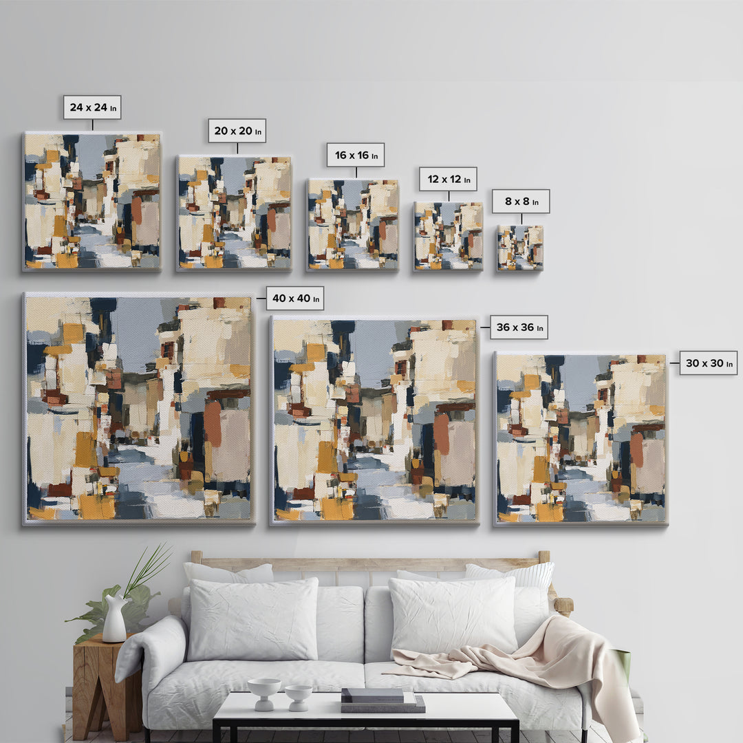 Distorted City Street Framed Canvas Print, Expressionist Art, Modern Decor, Living Room Decor, Fine Art, Expression, Wall Decor, EXP-1x1-1